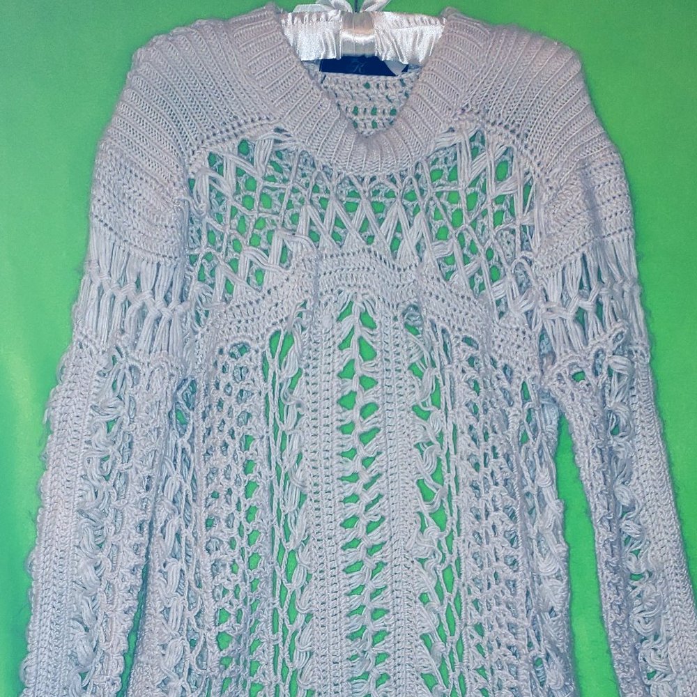 Designer hand crochet open sweater